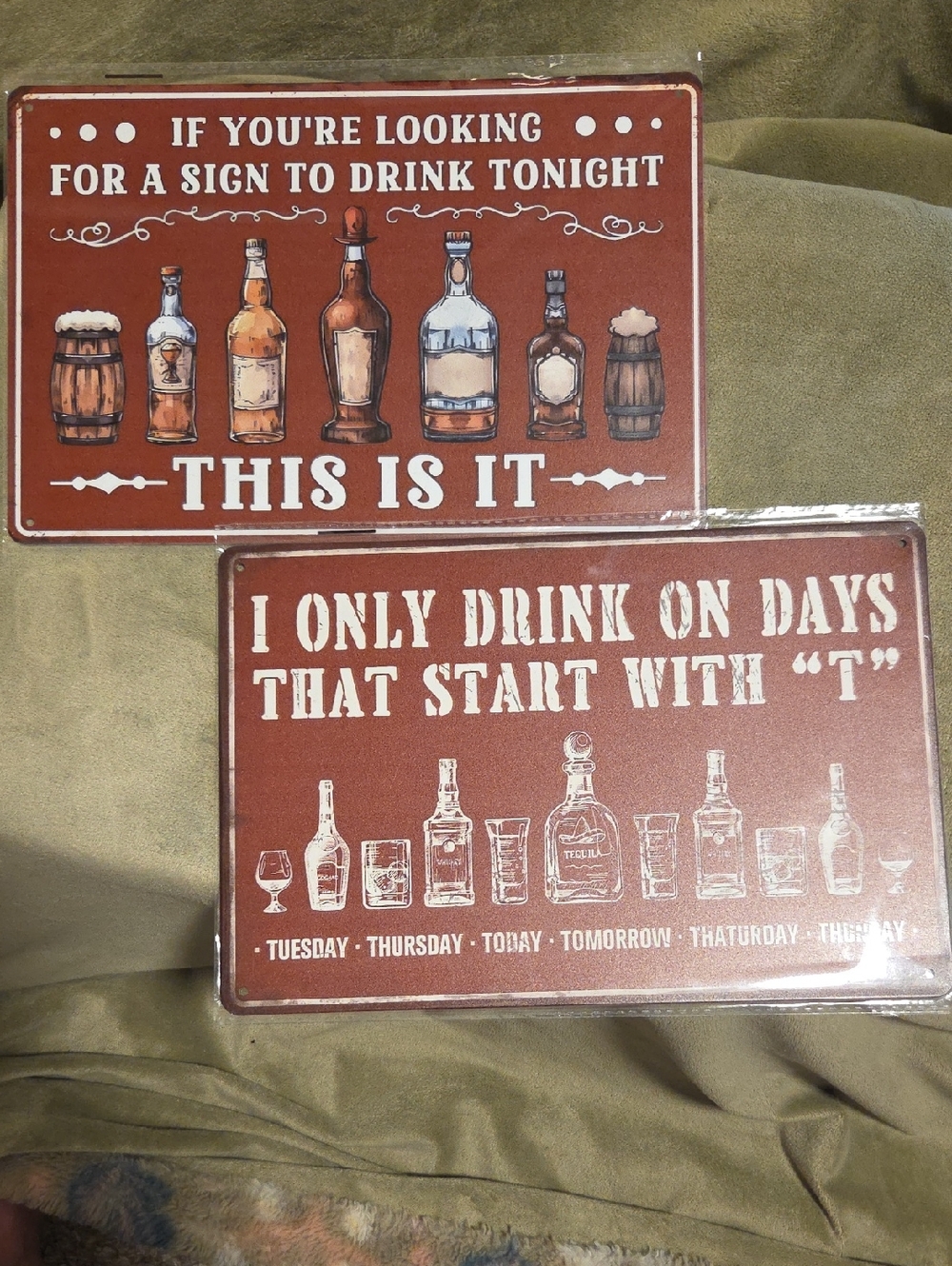 Vintage-Style Brown Bar Signs Wall Decor - Set of 2 - 8 X 12